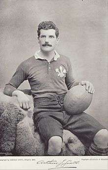Full shot of Gould, wearing his Wales national jersey, posed for in a studio.