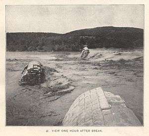 The Great Granite Dam in Austin Texas 1 hour after the break in 1900