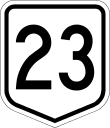 Diagram depicting National Route 23 route marker