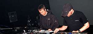 Rob Brown and Sean Booth performing live as Autechre in 2007