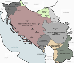 Map showing the occupation and partition of Yugoslavia after the Italian surrender in September 1943