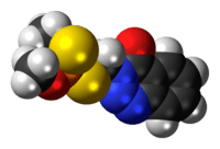 Space-filling model of the azinphos-methyl molecule