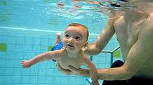 Submerged infant in a pool