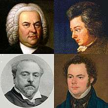 four mugshots of old composers