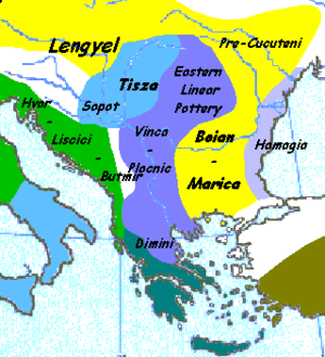 Map showing the main cultures of Neolithic Greece c. 7000 BC — c. 3200 BC