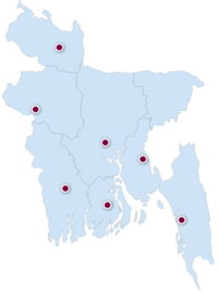 Bangladesh Map. Consisting the eight administrative division, and 64 districts.