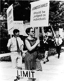 Gay and lesbian activists picket the Annual Day of Remembrance at Independence Hall in Philadelphia in 1965 demanding equal rights.