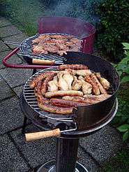 Various foods being barbecued