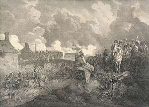 Napoleon on white horse receives a messenger