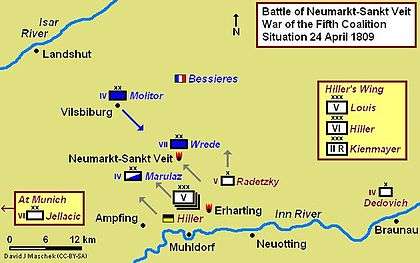 Battle of Neumarkt-Sankt Veit map, 24 April 1809