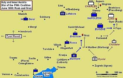 Battles of Raab and Graz Campaign Map, June 1809