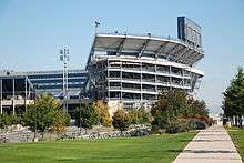 An image of Beaver Stadium from the side on a sunny day.