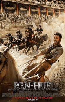 Ben-Hur riding on a chariot with the slogan "Brother Against Brother. Slave Against Empire."