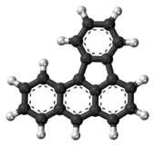Ball-and-stick model of the benzo[a]fluoranthene molecule