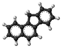 Ball-and-stick model of the benzo[a]fluorene molecule