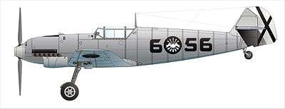 An image of Bf109C aircraft in service of the Condor Legion. It displays the St. Andrew's cross painted on wings and tail.