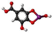 Ball-and-stick model of the bismuth subgallate molecule