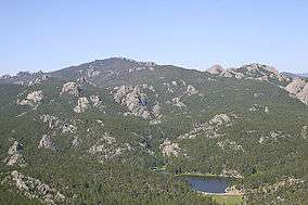 A photo of the Black Hills in the Black Elk Wilderness with Horsethief Lake.