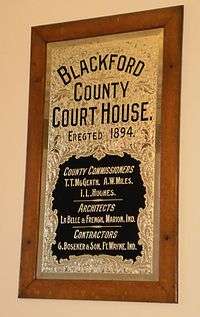Commemorative plaque inside courthouse