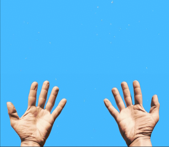 Simulation of the blue field entoptic phenomenon. Note the size of the white dots in relation to the hand.