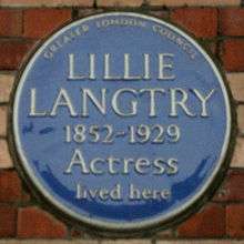 blue plaque commemorating Langtry