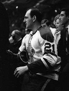 Bobby Baun, then with the Toronto Maple Leafs, in the penalty box during a game
