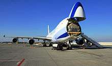Cargolux 747-400F with the nose cargo door open