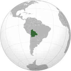 Location of Bolivia in South America