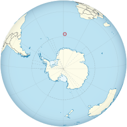 Location of  Bouvet Island  (circled in red)in the Atlantic Ocean  (light yellow)