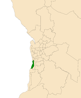 Map of Adelaide, South Australia with the electoral district of Bright highlighted