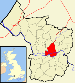 Map showing Lawrence Hill ward near the centre of the city
