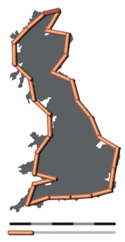 Coastline of Britain measured using a 100 km scale
