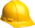 A yellow hardhat, similar to those used by construction workers