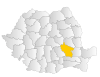 Map of Romania highlighting Buzău County