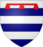  Shield shape showing alternating blue and silver horizontal stripes