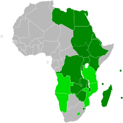  Map of Africa indicating COMESA membership.     Current members     Former members