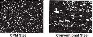 Two photos: fine-grained particles on the left and coarser particles on the right