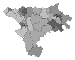 A map showing turnout across the council area