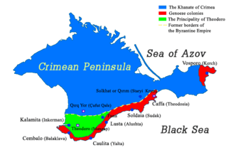 A Feodosiya and territorial demarcations in the 15th century.