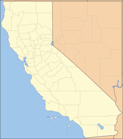 Aliso Creek (marked by a red dot) is located on the south coast of the state of California.