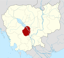 Map of Cambodia highlighting Kampong Chhnang Province