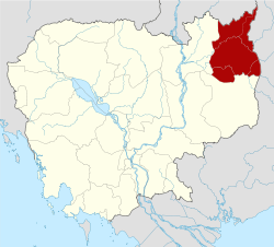Map showing location of Ratanakiri in northeast Cambodia