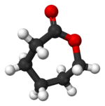 Ball-and-stick model of the caprolactone molecule