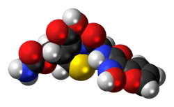 Ball-and-stick model of the cefuroxime molecule