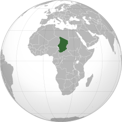 Location of  Chad  (dark green)– in Africa  (light blue & dark grey)– in the African Union  (light blue)