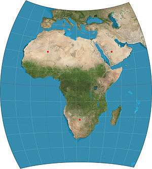 A map of Africa in the Chamberlin Trimetric Projection