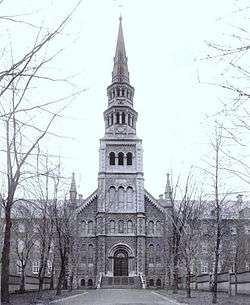 An 1890 photo of the chapel spire of the Mother House of the Grey Nuns of Montreal