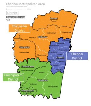 A graphic showing the divisions of the Chennai Metropolitan Area.