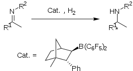 Asymmetric imine hydrogenation by an FLP
