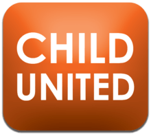Orange square with radial corners, with the centered text CHILD UNITED appearing in white uppercase letters.